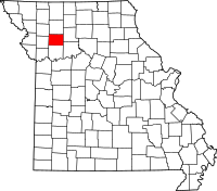 Karta över Missouri med Caldwell County markerat