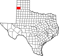 Karta över Texas med Deaf Smith County markerat