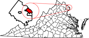 Arlington Countys läge på en karta över Virginia