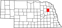 Karta över Nebraska med Stanton County markerat