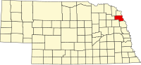 Karta över Nebraska med Thurston County markerat