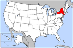 Karta över USA med New York markerad