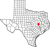 Karta över Texas med Robertson County markerat