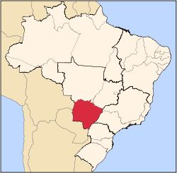 Karta över Brasilien med Mato Grosso do Sul markerat