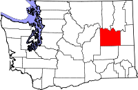 Karta över Washington med Lincoln County markerat