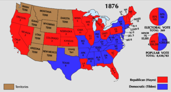 Fördelning av elektorer per delstat i 1876 års presidentval.