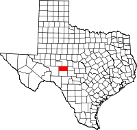 Karta över Texas med Schleicher County markerat