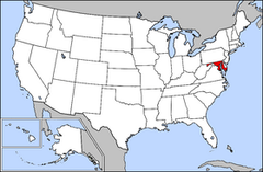 Karta över USA med Maryland markerad
