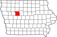 Karta över Iowa med Calhoun County markerat
