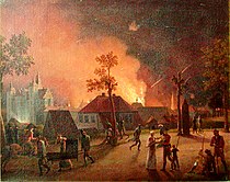 Köpenhamn med Rosenborg Slot i bakgrunden, natten mellan 4 och 5 september 1807, målet av C.W. Eckersberg.