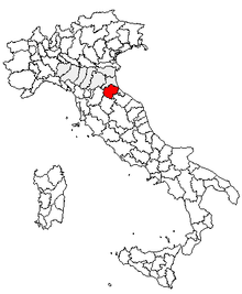 Karta över Italien, med Forlì-Cesena (provins) markerat