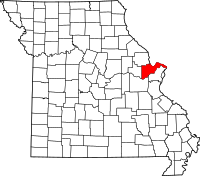 Karta över Missouri med Saint Charles County markerat