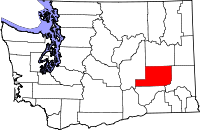 Karta över Washington med Adams County markerat