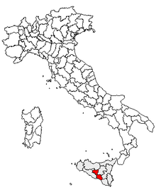 Karta över Italien, med Caltanissetta (provins) markerat