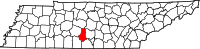 Karta över Tennessee med Marshall County markerat
