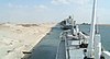 Suezkanalen idag: Fartyg vid El Ballah, Egypten.