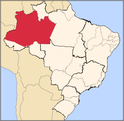 Karta över Brasilien med Amazonas markerat