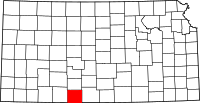 Karta över Kansas med Comanche County markerat