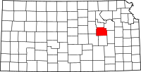 Karta över Kansas med Morris County markerat