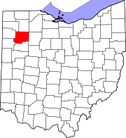 Karta över Ohio med Putnam County markerat