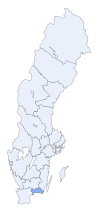 Blekinge läns läge i Sverige