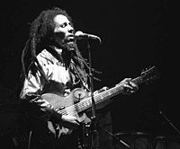 Bob Marley vid en konsert i Zürich den 30 maj 1980.