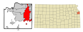 Johnson County Kansas Incorporated and Unincorporated areas Overland Park Highlighted.svg