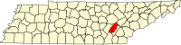 Karta över Tennessee med Rhea County markerat
