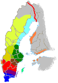 karta över olika svenska dialekter