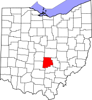 Karta över Ohio med Fairfield County markerat