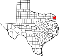 Karta över Texas med Cass County markerat