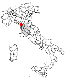 Karta över Italien, med Lucca (provins) markerat