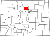 Karta över Colorado med Boulder County markerat