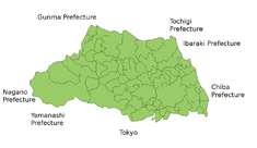 Karta över Saitama prefektur.