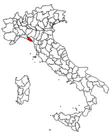 Karta över Italien, med La Spezia (provins) markerat