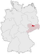 Landkreis Riesa-Großenhain (mörkröd markerad) i Tyskland