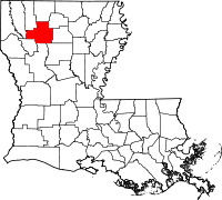 Karta över Louisiana med Bienville Parish markerat