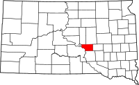 Karta över South Dakota med Buffalo County markerat