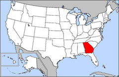 Karta över USA med Georgia markerad