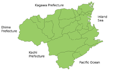 Karta över Tokushima.