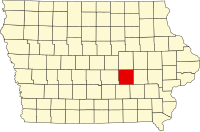 Karta över Iowa med Poweshiek County markerat