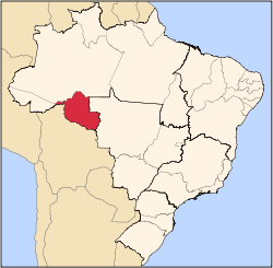 Karta över Brasilien med Rondônia markerat