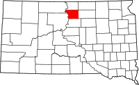 Karta över South Dakota med Walworth County markerat