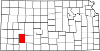 Karta över Kansas med Gray County markerat