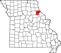 Karta över Missouri med Ralls County markerat