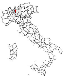 Karta över Italien, med Lecco (provins) markerat