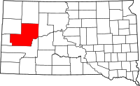 Karta över South Dakota med Meade County markerat