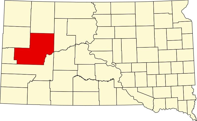 Karta över South Dakota med Meade County markerat