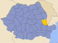 Administrativ karta över Rumänien med distriktet Galaţi utsatt