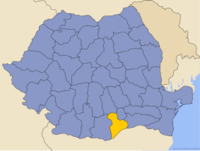 Administrativ karta över Rumänien med distriktet Giurgiu utsatt
